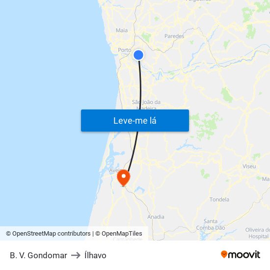 B. V. Gondomar to Ílhavo map