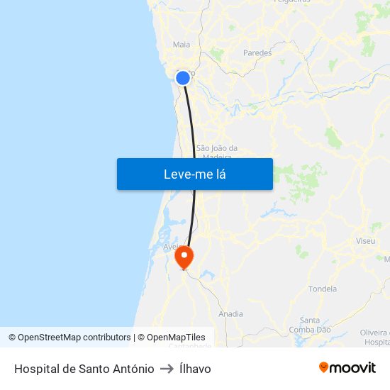 Hospital de Santo António to Ílhavo map