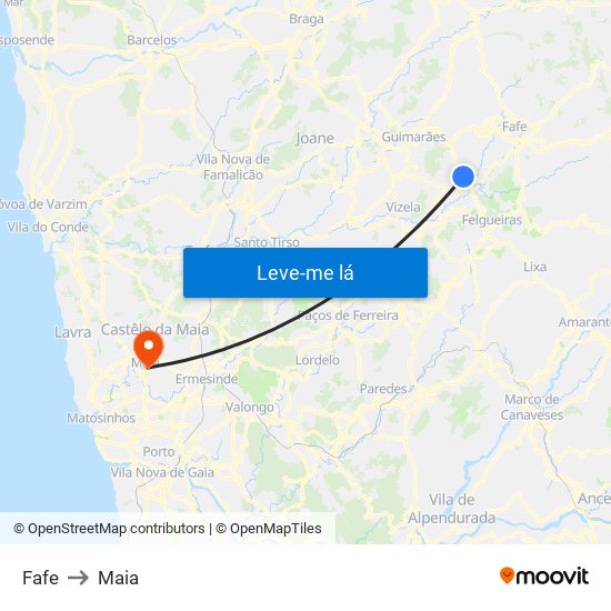 Fafe to Maia map