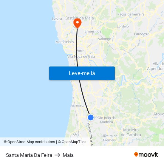 Santa Maria Da Feira to Maia map