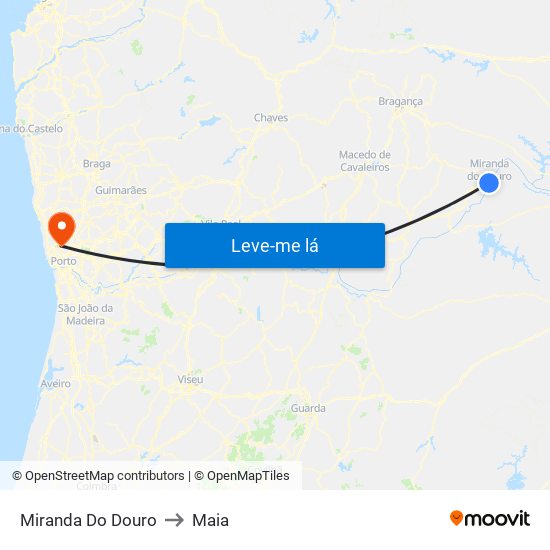 Miranda Do Douro to Maia map