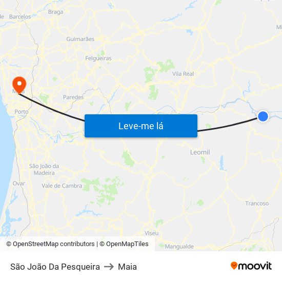 São João Da Pesqueira to Maia map