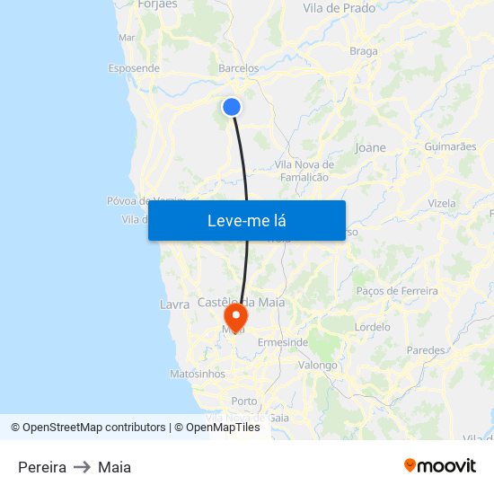 Pereira to Maia map