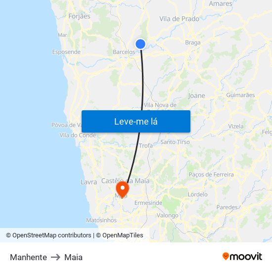 Manhente to Maia map