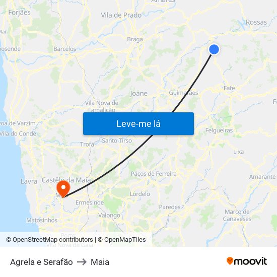 Agrela e Serafão to Maia map