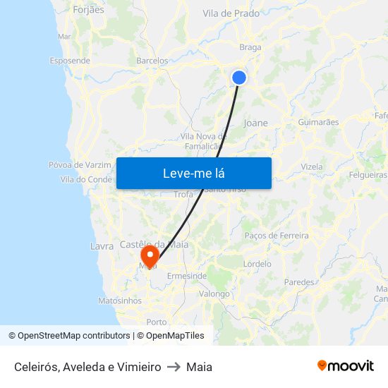 Celeirós, Aveleda e Vimieiro to Maia map