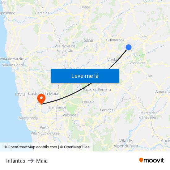 Infantas to Maia map