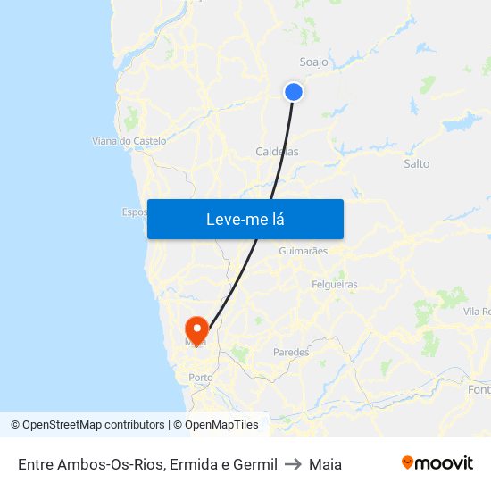 Entre Ambos-Os-Rios, Ermida e Germil to Maia map