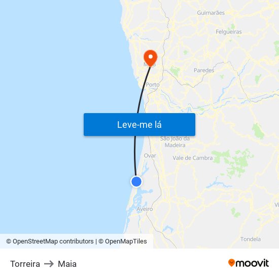 Torreira to Maia map