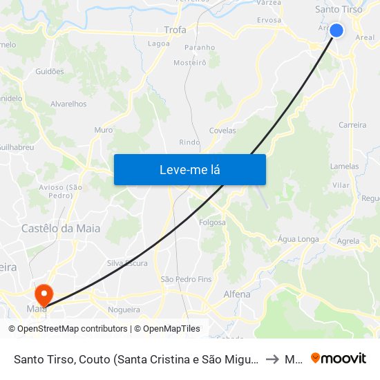 Santo Tirso, Couto (Santa Cristina e São Miguel) e Burgães to Maia map