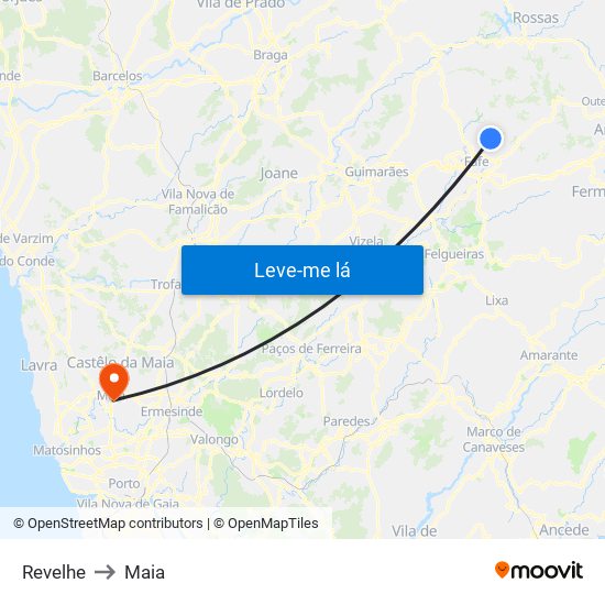 Revelhe to Maia map