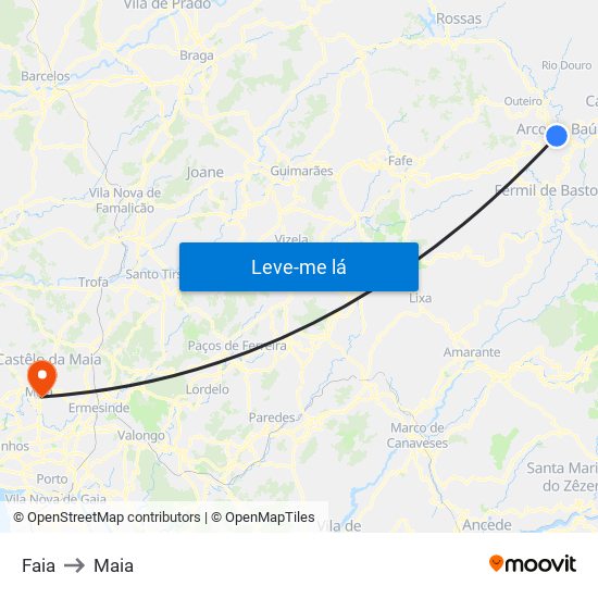 Faia to Maia map
