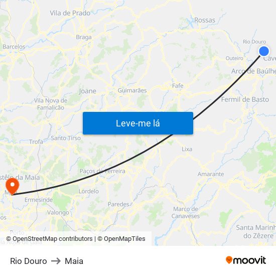Rio Douro to Maia map