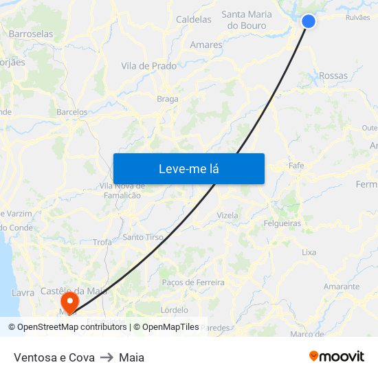 Ventosa e Cova to Maia map