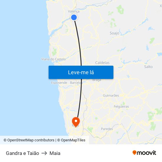 Gandra e Taião to Maia map