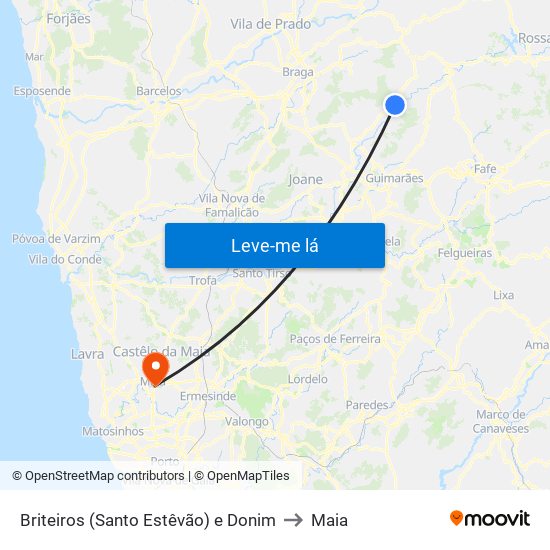 Briteiros (Santo Estêvão) e Donim to Maia map