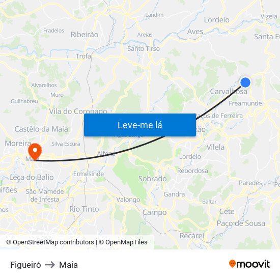 Figueiró to Maia map