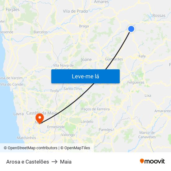 Arosa e Castelões to Maia map