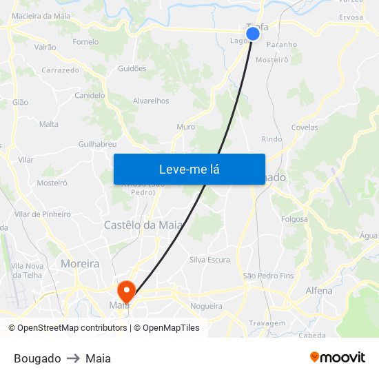 Bougado to Maia map