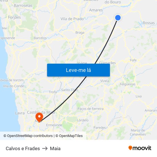 Calvos e Frades to Maia map