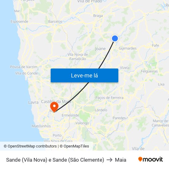 Sande (Vila Nova) e Sande (São Clemente) to Maia map
