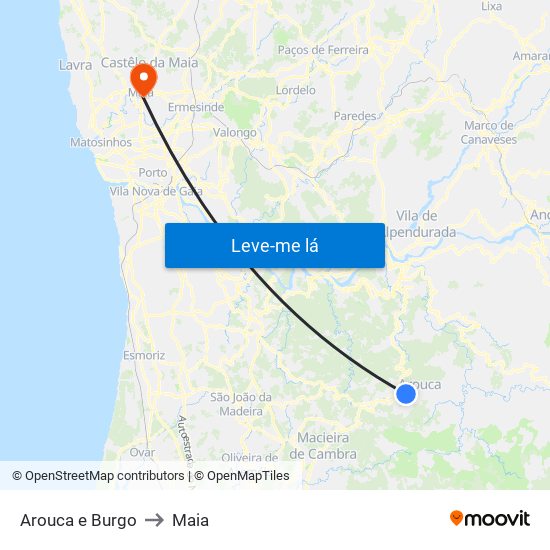 Arouca e Burgo to Maia map