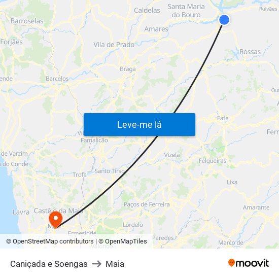Caniçada e Soengas to Maia map