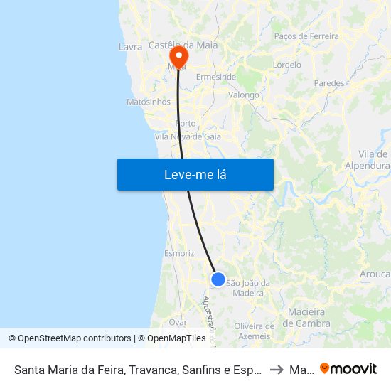 Santa Maria da Feira, Travanca, Sanfins e Espargo to Maia map