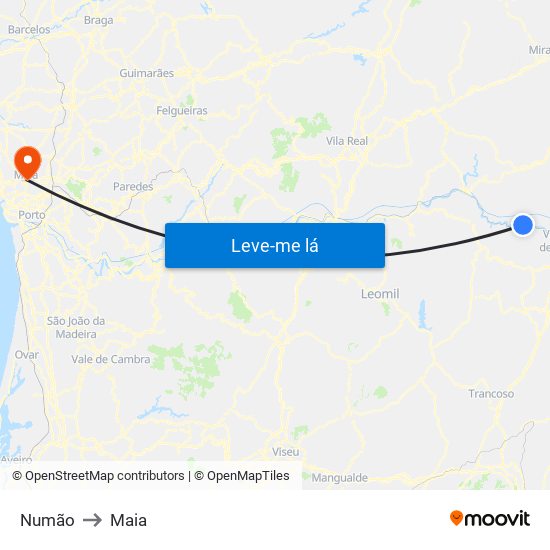 Numão to Maia map