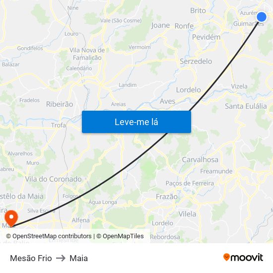 Mesão Frio to Maia map