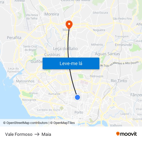 Vale Formoso to Maia map