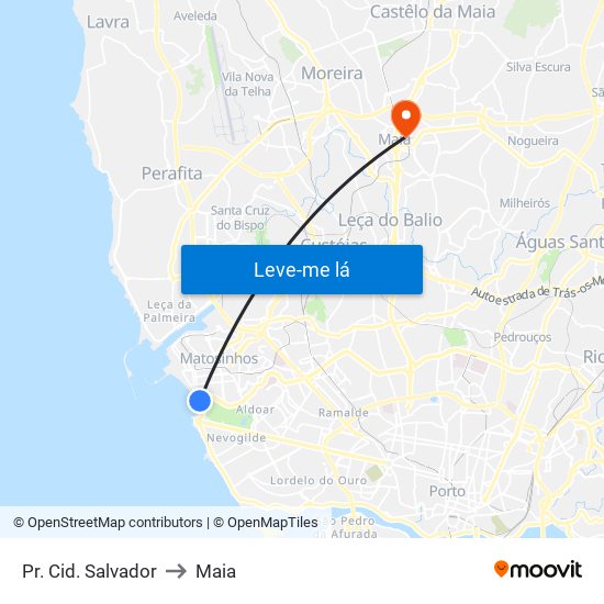 Pr. Cid. Salvador to Maia map