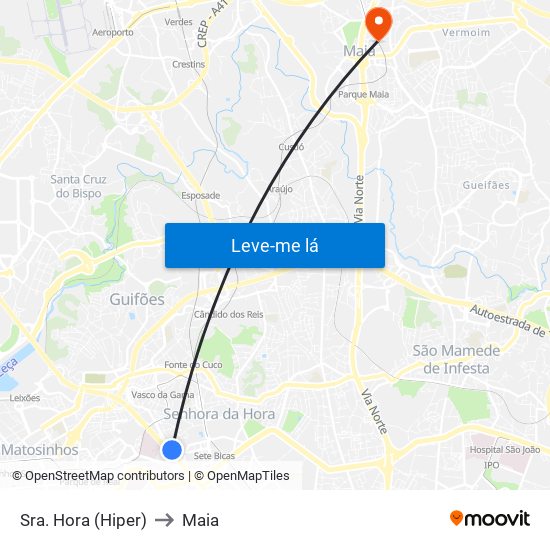 Sra. Hora (Hiper) to Maia map