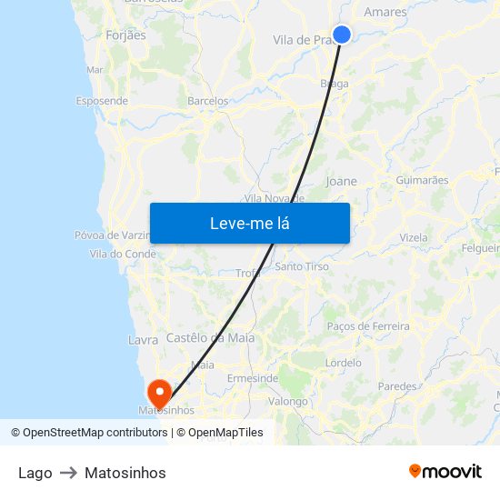 Lago to Matosinhos map