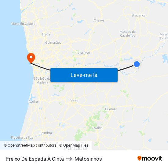Freixo De Espada À Cinta to Matosinhos map