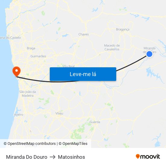 Miranda Do Douro to Matosinhos map