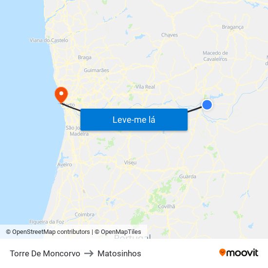 Torre De Moncorvo to Matosinhos map