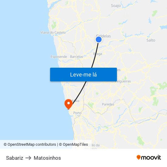 Sabariz to Matosinhos map