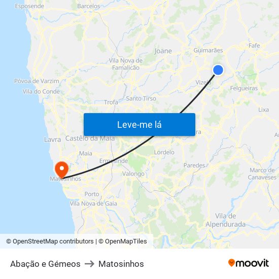 Abação e Gémeos to Matosinhos map