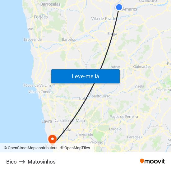 Bico to Matosinhos map