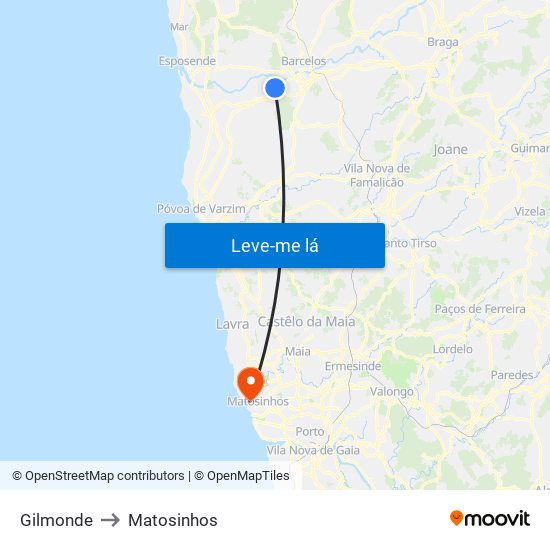 Gilmonde to Matosinhos map