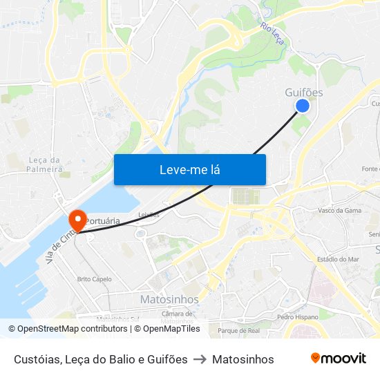 Custóias, Leça do Balio e Guifões to Matosinhos map