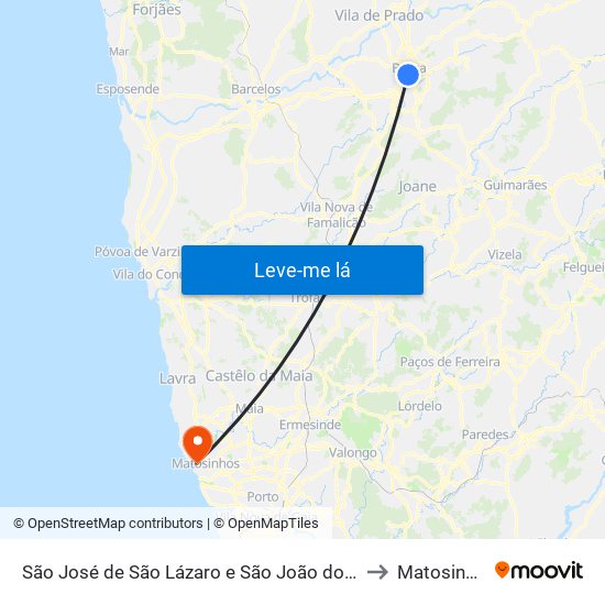 São José de São Lázaro e São João do Souto to Matosinhos map