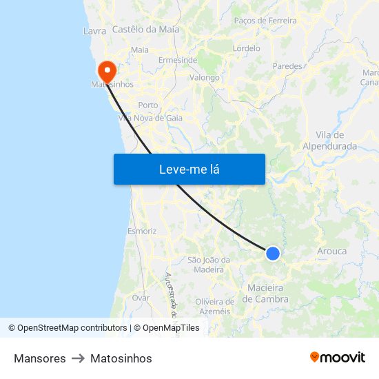 Mansores to Matosinhos map