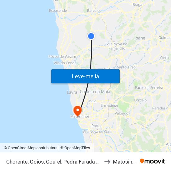 Chorente, Góios, Courel, Pedra Furada e Gueral to Matosinhos map