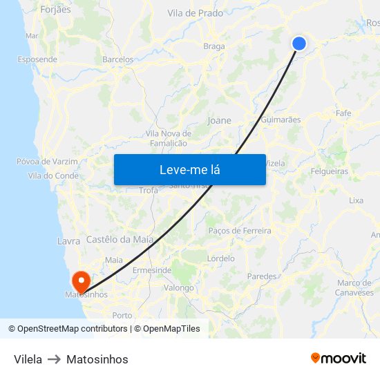 Vilela to Matosinhos map