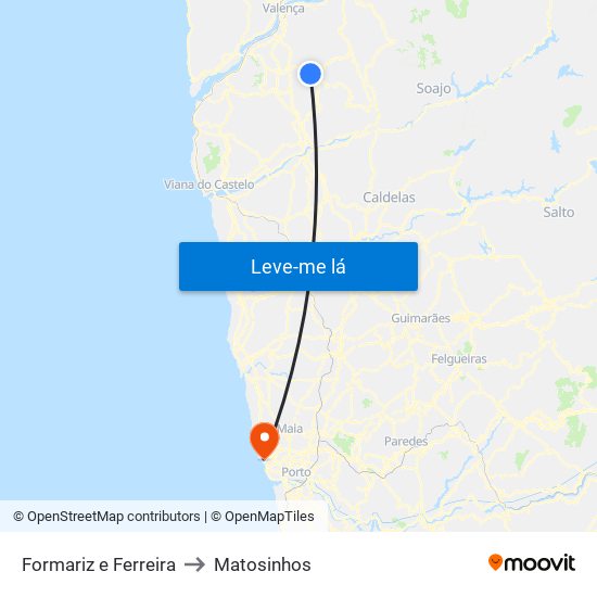 Formariz e Ferreira to Matosinhos map
