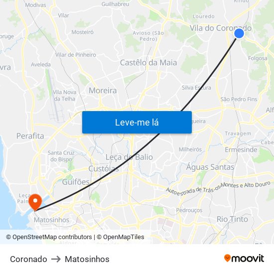 Coronado to Matosinhos map