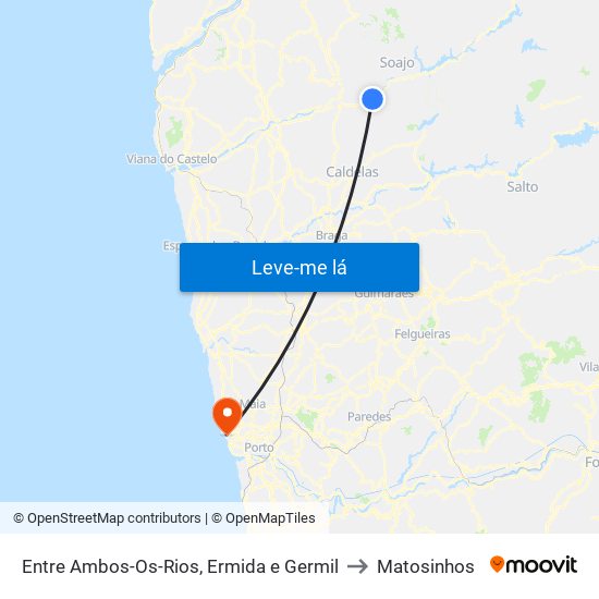 Entre Ambos-Os-Rios, Ermida e Germil to Matosinhos map