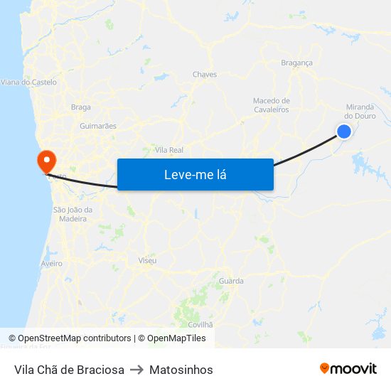 Vila Chã de Braciosa to Matosinhos map